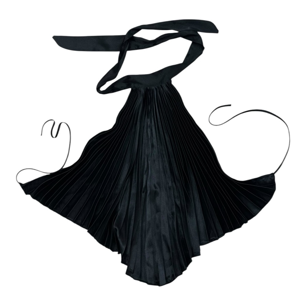Styles Blacl Pleated Backless Halter Top Blouse - One Size